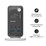 Momax 1-Charge Work Flow 6-Outlet Digital Display Power Tower with USB (White) - Image 5