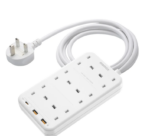 Momax ONEPLUG 6-Outlet Power Strip With USB Power Strip - White