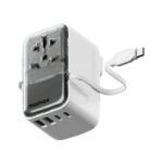 Momax 1-World+ Flow 35W 4-Port w/ Built-in USB-C Cable + AC Travel Adaptor (White)