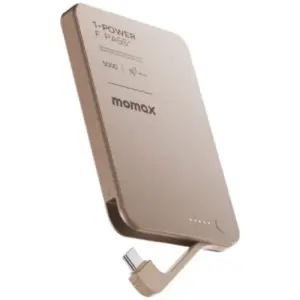 Momax 1-Power F.Pass+ 5000mAh Battery Pack with Built-in Cable and Magnetic attachment (Desert Titanium)) - Image 1