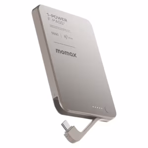 Momax 1-Power F.Pass+ 5000mAh Battery Pack with Built-in Cable and Magnetic attachment (Titanium)