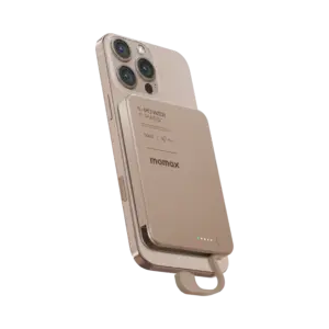 Momax 1-Power F.Pass+ 5000mAh Battery Pack with Built-in Cable and Magnetic attachment (Desert Titanium)) - Image 2