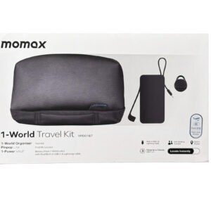 MOMAX BUNDLE SET Hand Pouche + Power Bank 10000 mAh with dual built-in cable 1 type-C & 1 Lightning  + MOMAX Pintag