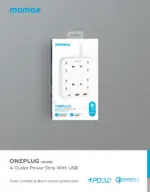 MOMAX ONEPLUG PD20W 2A1C 4 outlet strip White - Image 2