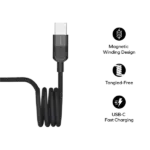 MOMAX Mag.Link 66W USB-A to USB-C Magnetic Cable 1m (Black) - Image 2