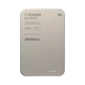 MOMAX 1-Power Q.Pass 5000mAh Qi2 Magnetic Wireless Battery Pack (Titanium) - Image 1