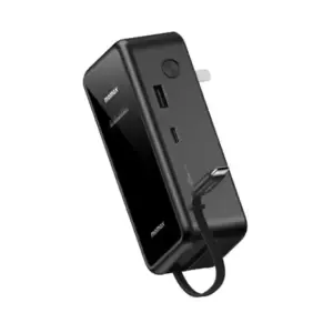 MOMAX 1-PAC⁺10000mAh 3 in 1 Hybrid GaN Battery Pack with Build-in retractable Cable (Black)