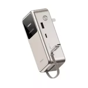 MOMAX 1-PAC⁺10000mAh 3 in 1 Hybrid GaN Battery Pack with Build-in retractable Cable (Titanium)