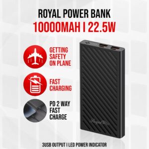 Royal Power Bank 10000mah (3 USB out put / led power Indicator) -Black