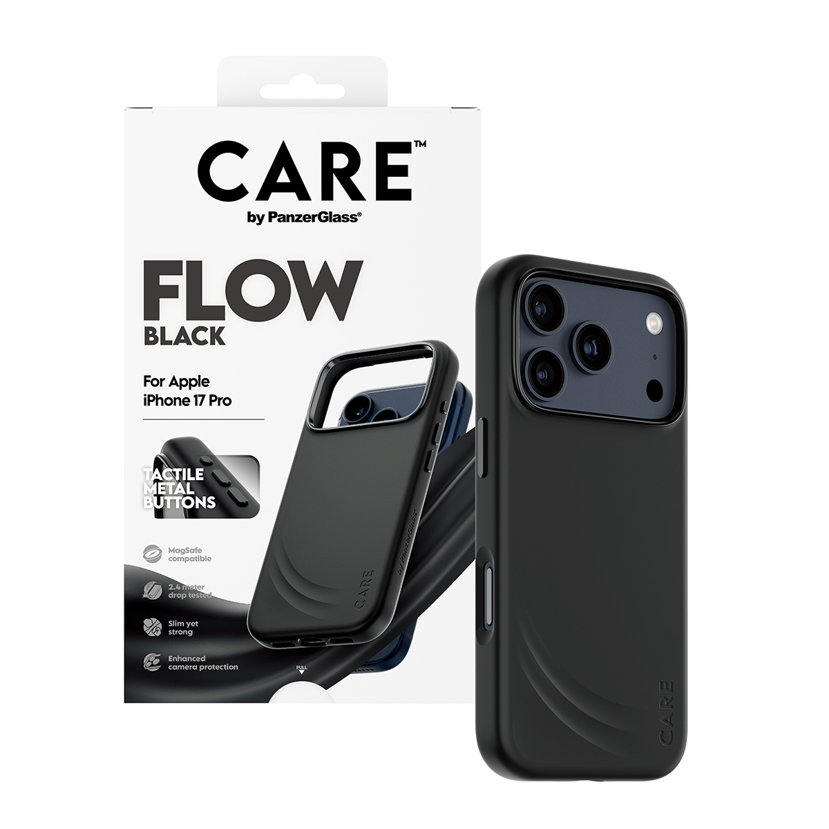 cr58291_05 CARE by PanzerGlass® Feature FLOW Black Case w. MagSafe iPhone 17 PRO 2025 6.3" Pro - Image 1