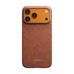 PITAKA Monogram Edge Case for iPhone 17 Pro Max（Leaping - Orange/Blue）