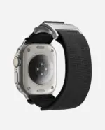 AULUMU A11 band for Apple Watch, Black buckle+Black Strap (3D Woven Herringbone with Letter M) - Image 3