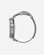 AULUMU A11 band for Apple Watch, Silver buckle+Carbon Grey Strap (3D Woven Herringbone with Letter M) - Image 3