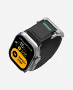AULUMU A11 band for Apple Watch, Silver buckle+Carbon Grey Strap (3D Woven Herringbone with Letter M) - Image 2