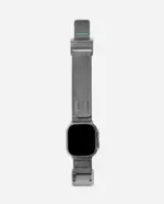 AULUMU A11 band for Apple Watch, Silver buckle+Carbon Grey Strap (3D Woven Herringbone with Letter M) - Image 5
