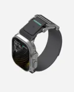AULUMU A11 band for Apple Watch, Silver buckle+Carbon Grey Strap (3D Woven Herringbone with Letter M)